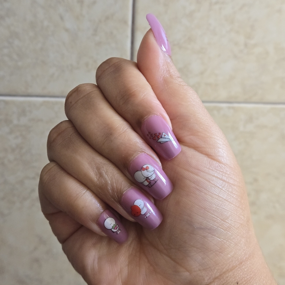Charming Cartoon Press-On Nails in Pink